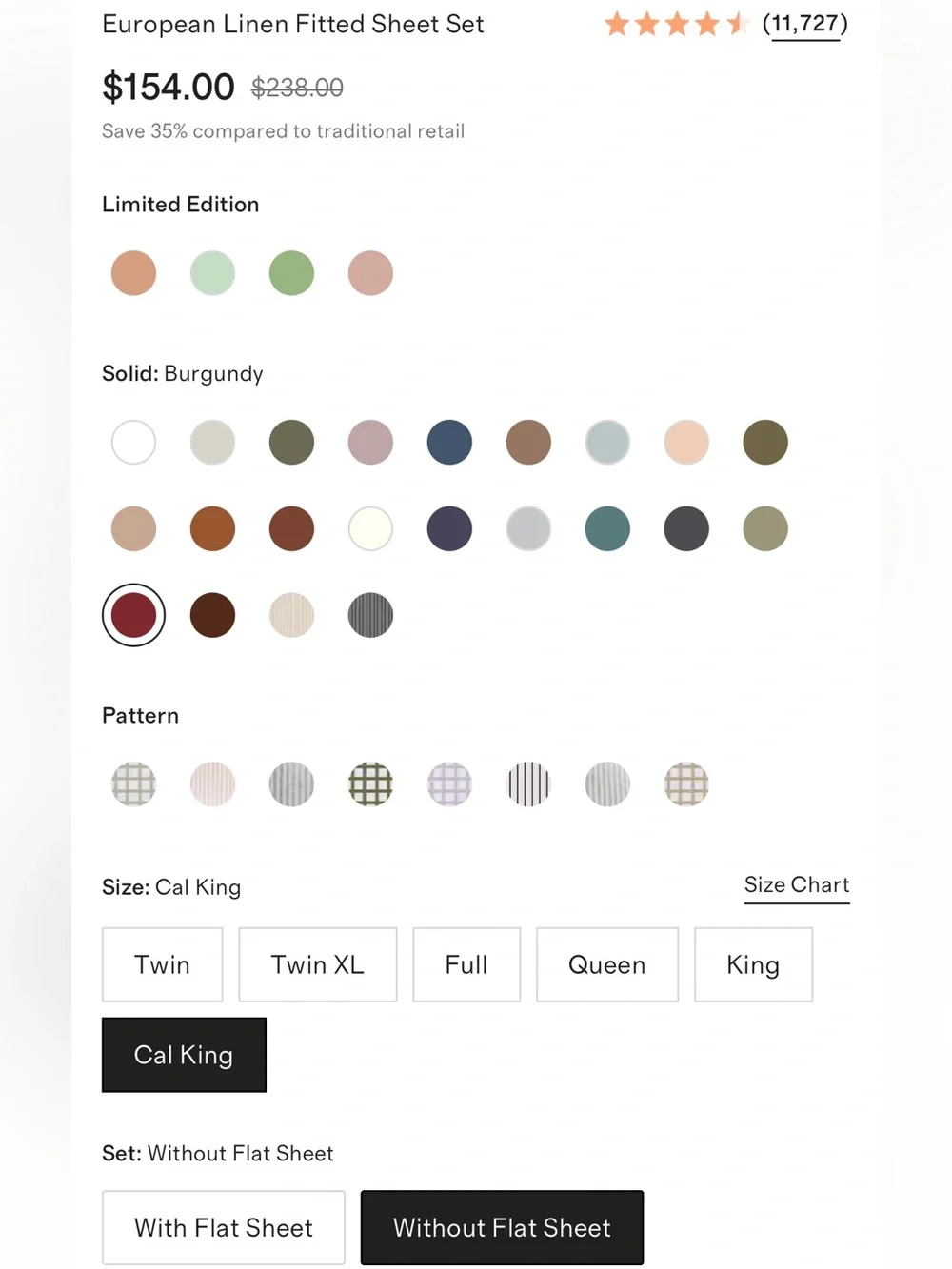 Quince European Linen Fitted Sheet Set- cal king- burgundy
